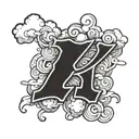 the letters "XII" with clouds for shading in the background tattoo design idea