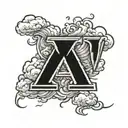 the letters "XII" with clouds for shading in the background tattoo design idea