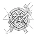 A stylized DNA double helix with the phi symbol tattoo design idea