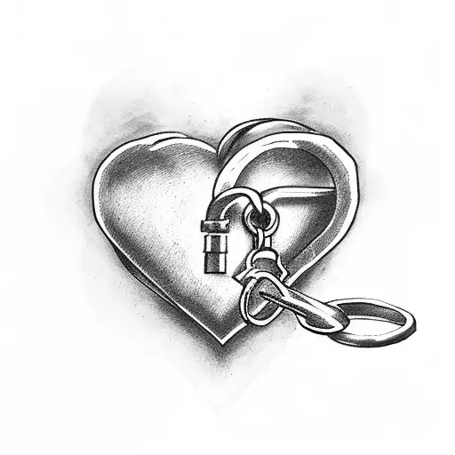 Heart with Lock and Keys tattoo design idea