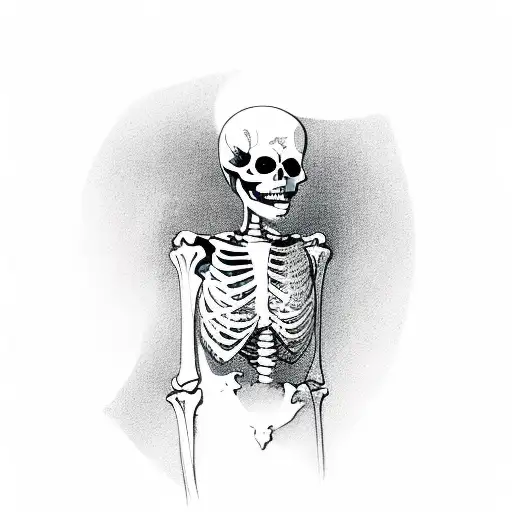 full body skeleton girl tattoo design idea