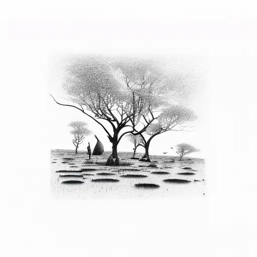 floating grassland  tattoo design idea