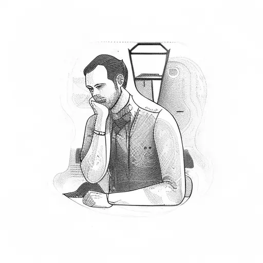 a man sitting in the bar and dream of a better life tattoo design idea