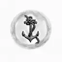 anchor with the letter J with wings a halo and a bible tattoo design idea