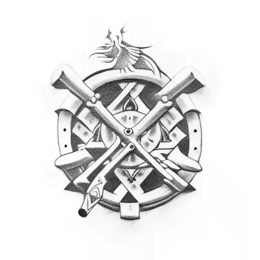 Create a tattoo with guns and My last name 'Borron' in old English font to represent strength and heritage tattoo design idea