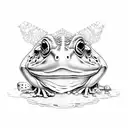 crystals around a pond with a green bullfrog sitting on a lilypad tattoo design idea