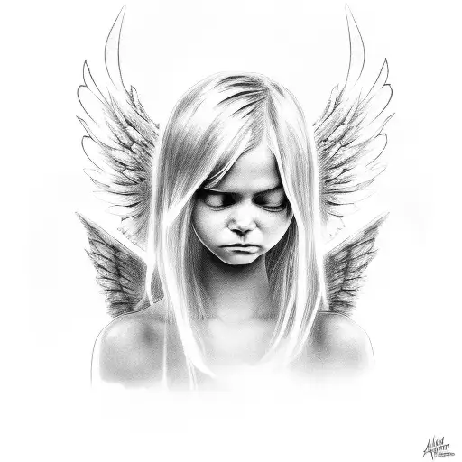 angel crying tattoo design idea