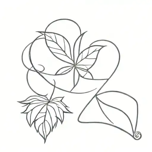 heart weed leaf tattoo design idea