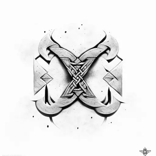 viking tribal runes tattoo design idea