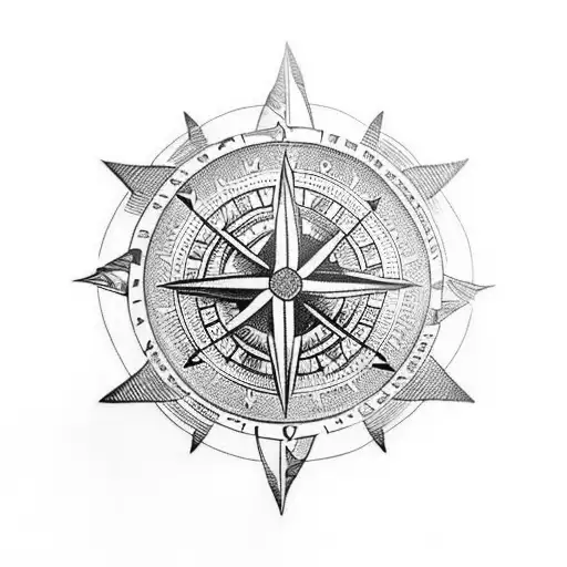viking compass (vegvisir) with valkyrie wings tattoo design idea