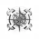 viking compass (vegvisir) with valkyrie wings tattoo design idea