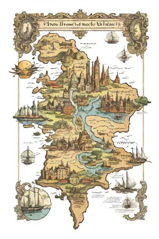 Instead of a map, it will show the historical artifacts of that country in the same location. tattoo design idea