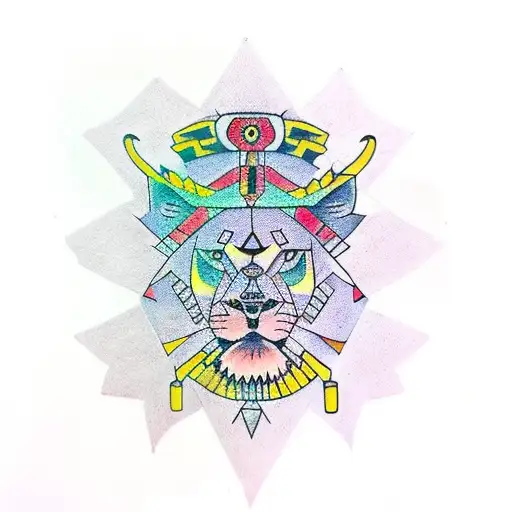 aztec queen lioness warrior  tattoo design idea