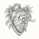 anatomical heart inside birdcage with ivy vines tattoo design idea