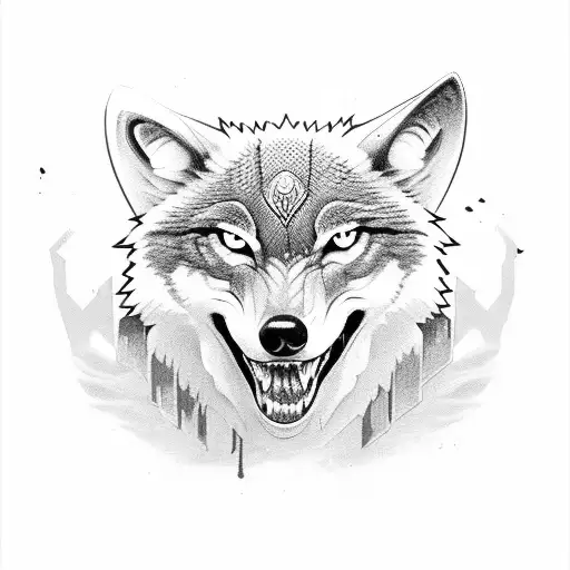 wolf snake bite tattoo design idea