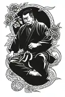 judo figter sitting tattoo design idea