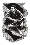 judo figter sitting tattoo design idea