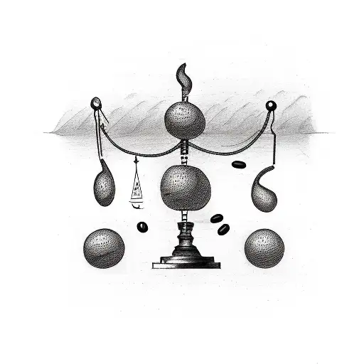 A balance scale with coffee beans on one side and lines of code on the other, representing the balance between work and relaxation tattoo design idea