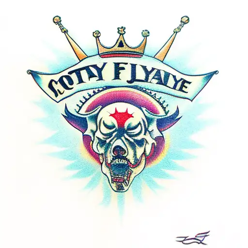 the words "stay loyal" with crown of spines tattoo design idea