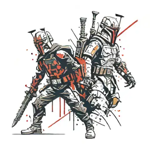 Darth maul and Boba Fett Star Wars characters tattoo design idea