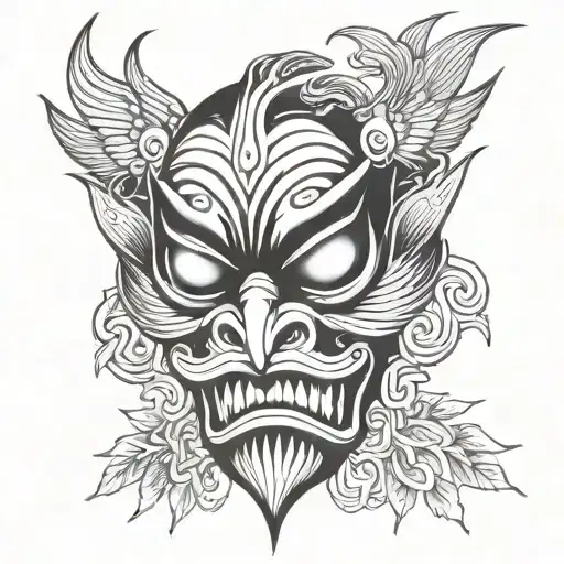 tengu mask tattoo design idea