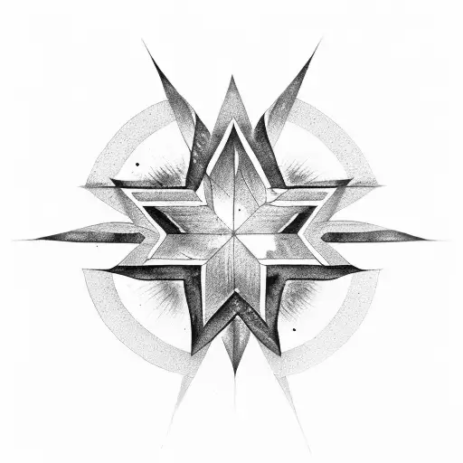 a 8 point star on a black background and mom word center of star tattoo design idea