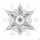a 8 point star on a black background and mom word center of star tattoo design idea