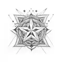 a 8 point star on a black background and mom word center of star tattoo design idea
