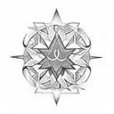 a 8 point star on a black background and mom word center of star tattoo design idea