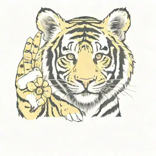 peace sign tiger skin boy tattoo design idea