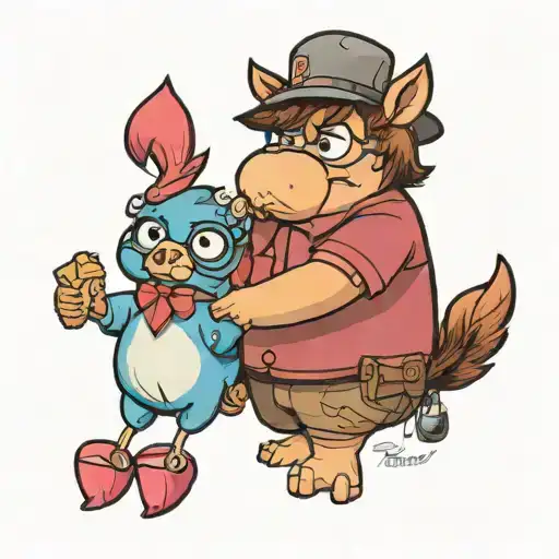 Mable dipper and waddles from gravity falls apart tattoo design idea