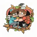 dipper Mable and waddles from gravity falls apart tattoo design idea