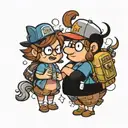 dipper Mable and waddles from gravity falls apart tattoo design idea