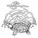 Cross country road trip backpacking with a turtle spirit animal tattoo design idea