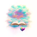 Open Book With Pastel Clouds tattoo design idea