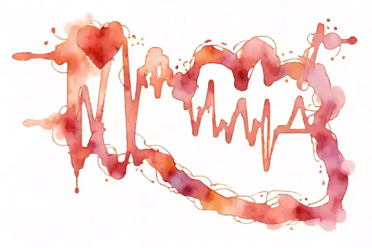 heartbeat symbol connected to a heart shape tattoo design idea