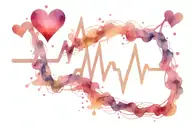 heartbeat symbol connected to a heart shape tattoo design idea