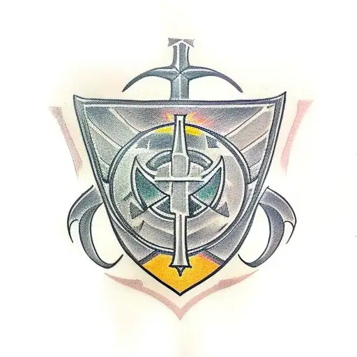 crusader shield tattoo design idea