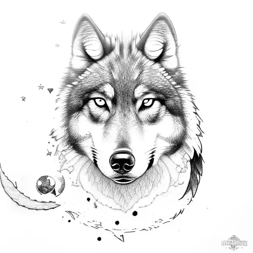 puppy wolf,  waning moon, pirate, superhero tattoo design idea