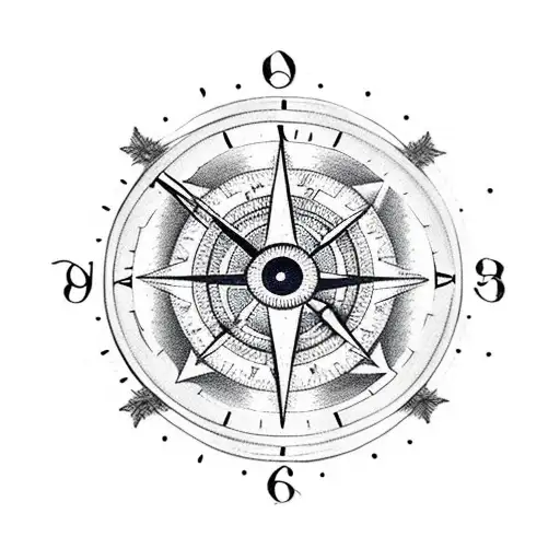 Clock, eye, compass, night, forest, rose, sleeve tattoo design idea