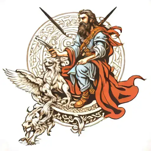 “Design a highly detailed and intricate Renaissance-style tattoo depicting the biblical scene of Elijah commanding the e tattoo design idea