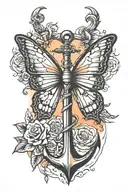anchor butterfly sunset  tattoo design idea