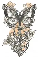 anchor butterfly sunset  tattoo design idea