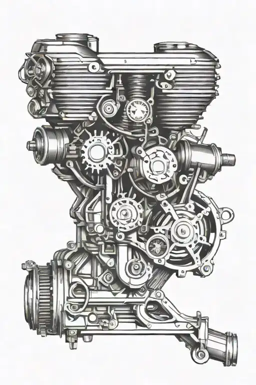 automotive engine parts tattoo design idea