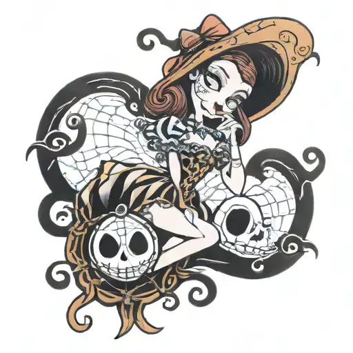 pinup girl Sally from nightmare before christmas tattoo design idea