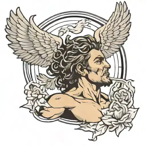 greek mythology featuring Icarus, atlas, and Sisyphus  tattoo design idea