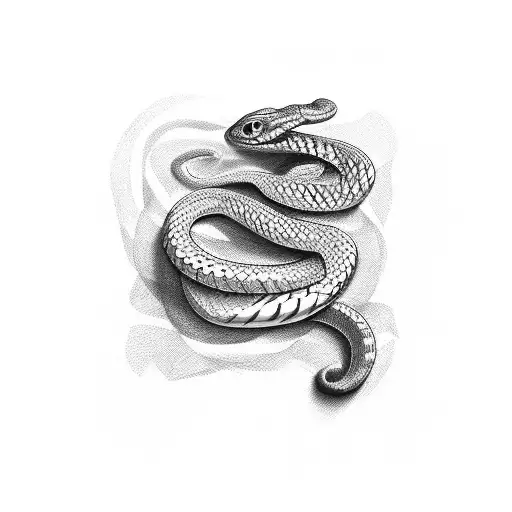 snake around the number 7 tattoo design idea