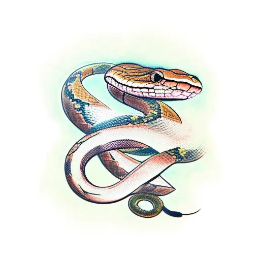 Snake wrapped around number 7 tattoo design idea