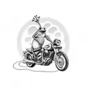 frog on a motorcycle riding to sunset tattoo design idea