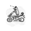 frog riding motorbike on long highway tattoo design idea